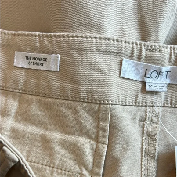 LOFT Beige Khaki Monroe 6” NWT Shorts Classic Cotton Blend - Picture 4 of 5